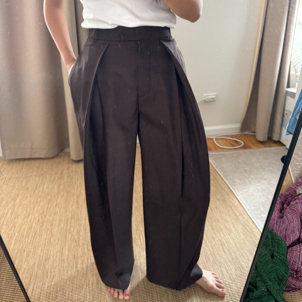 COS Wide-Leg Pleated Wool Trousers - Picture 6 of 11